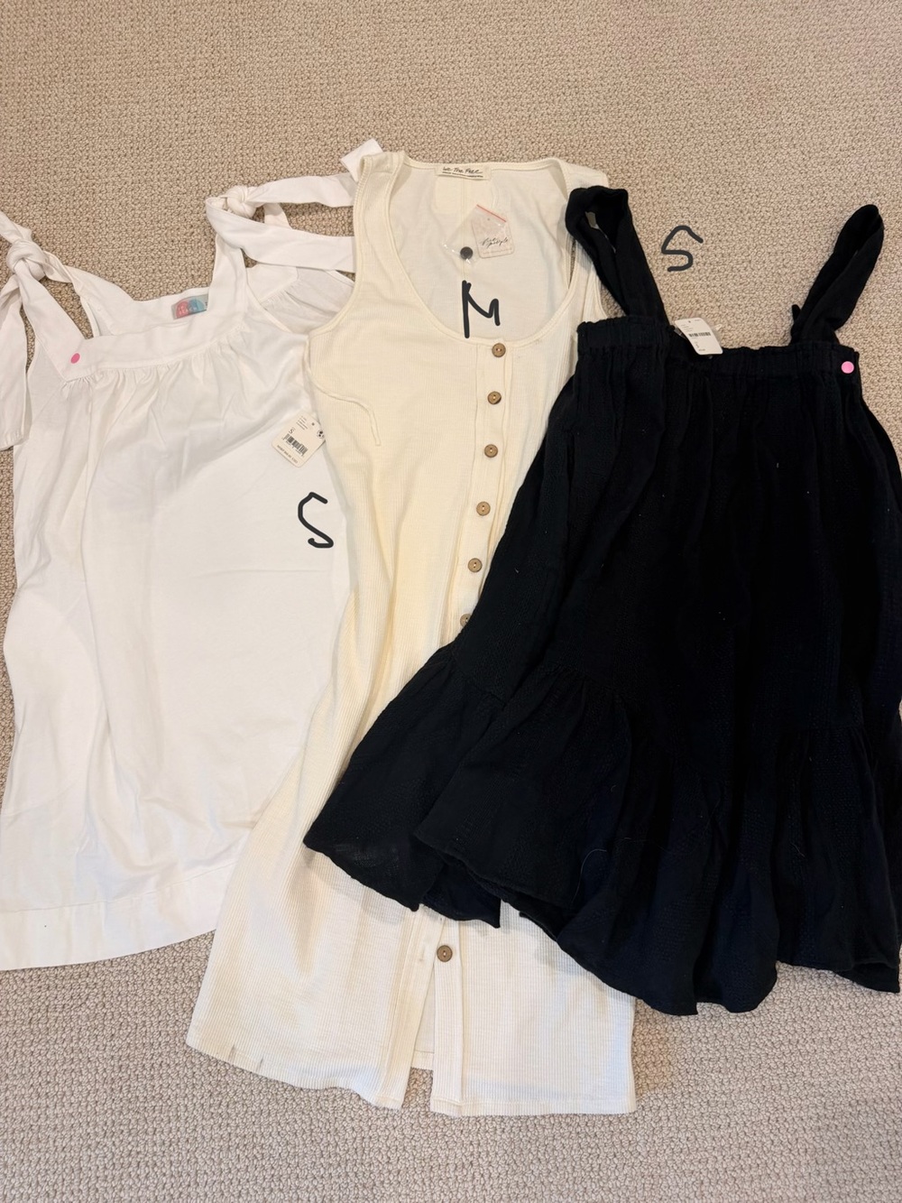 Free People Tank Dresses in Black, White & Cream